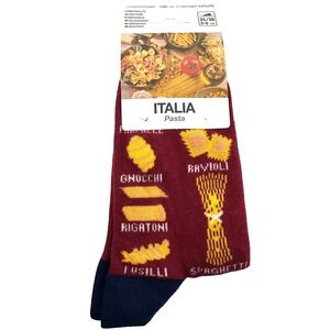 SPOT CLUB Italia Pasta Novelty Socks NEW‎ Red Pasta Pattern Small Mid-Calf Socks